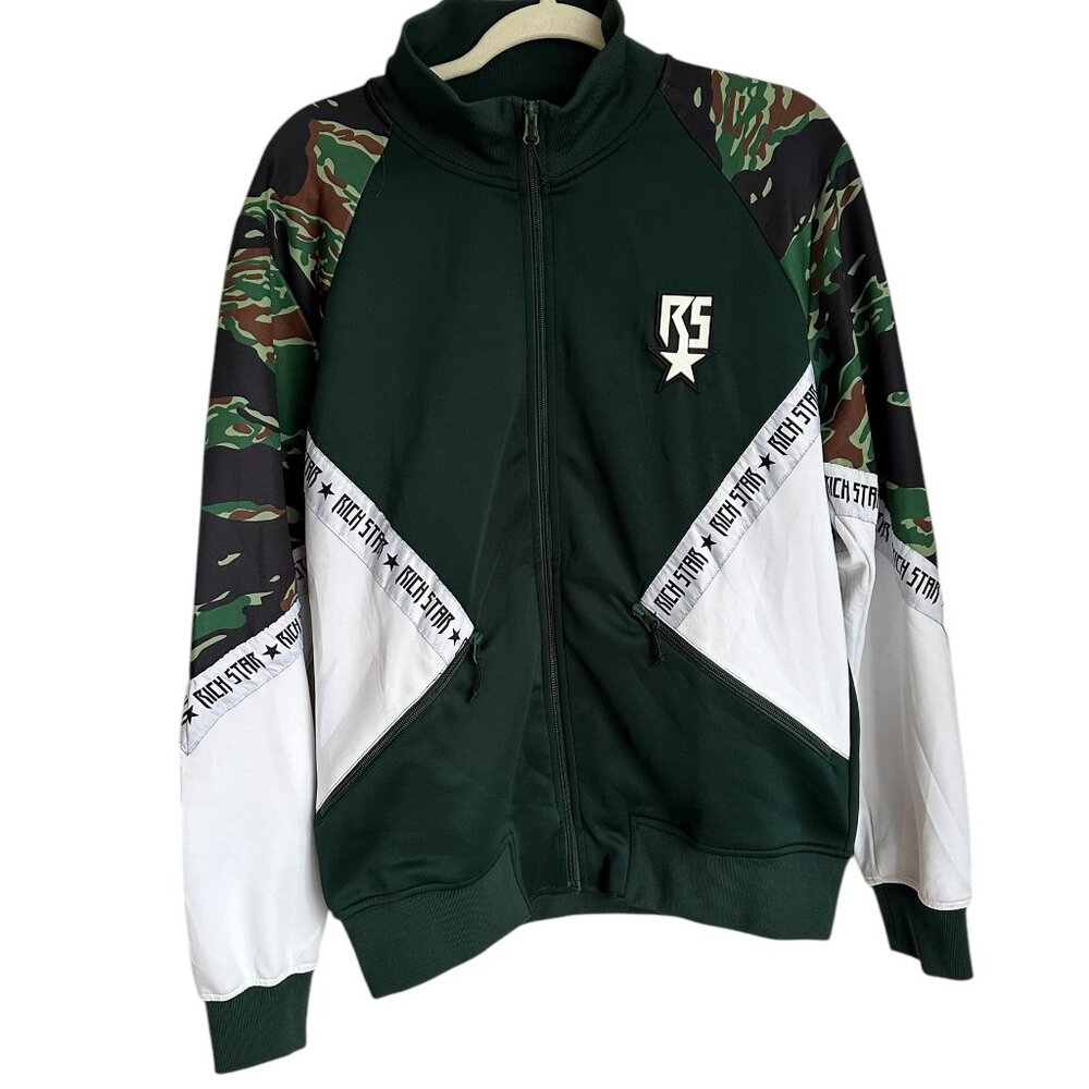 Rich Star green white camo track jacket Sz L